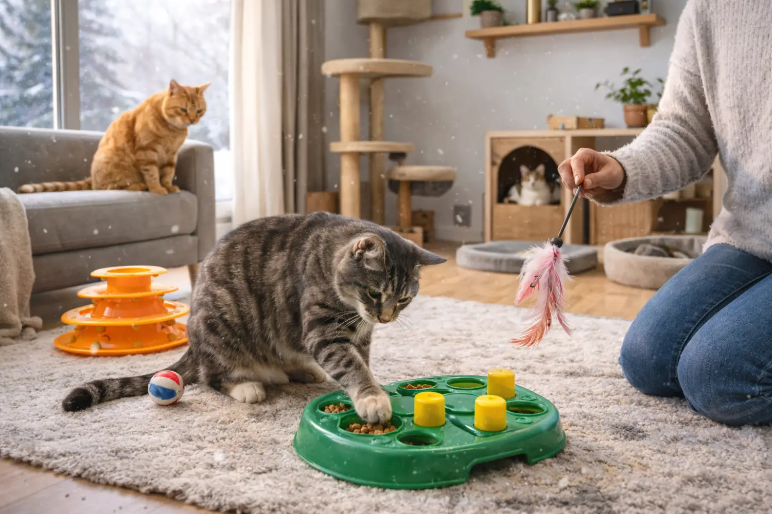 Chats en hiver : routine anti-ennui pour chat d’intérieur (10 idées faciles)