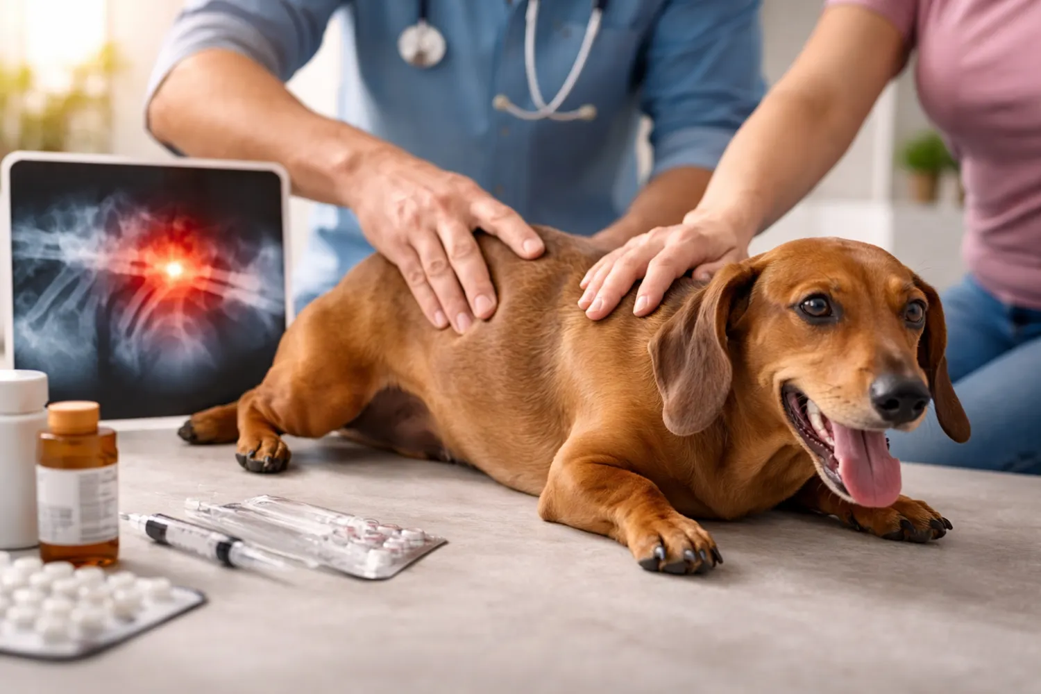 Hernie discale chez le chien : symptômes, diagnostic et que faire en urgence