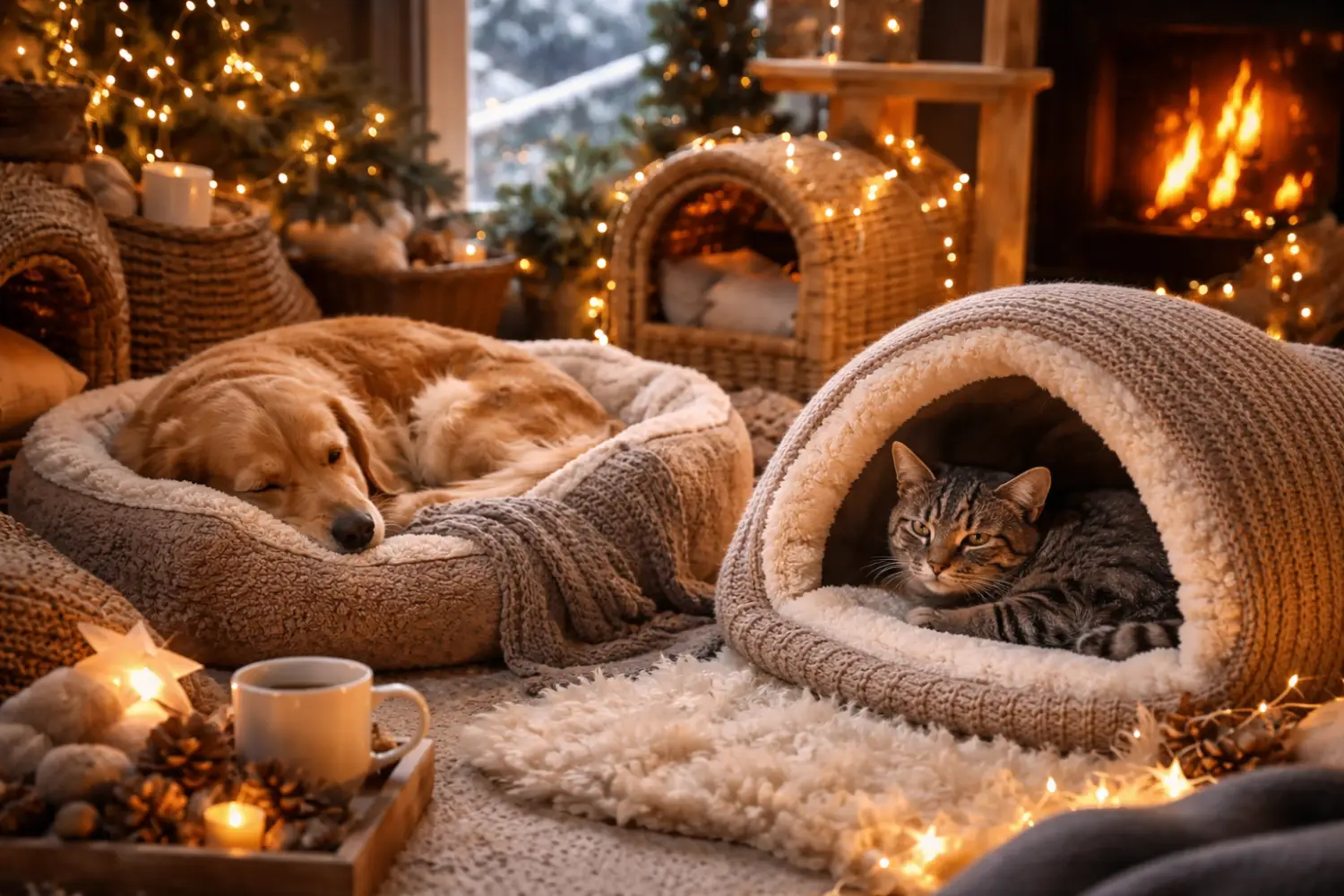 Sieste & sanctuaire : comment créer des coins cosy anti-stress pour chien & chat cet hiver
