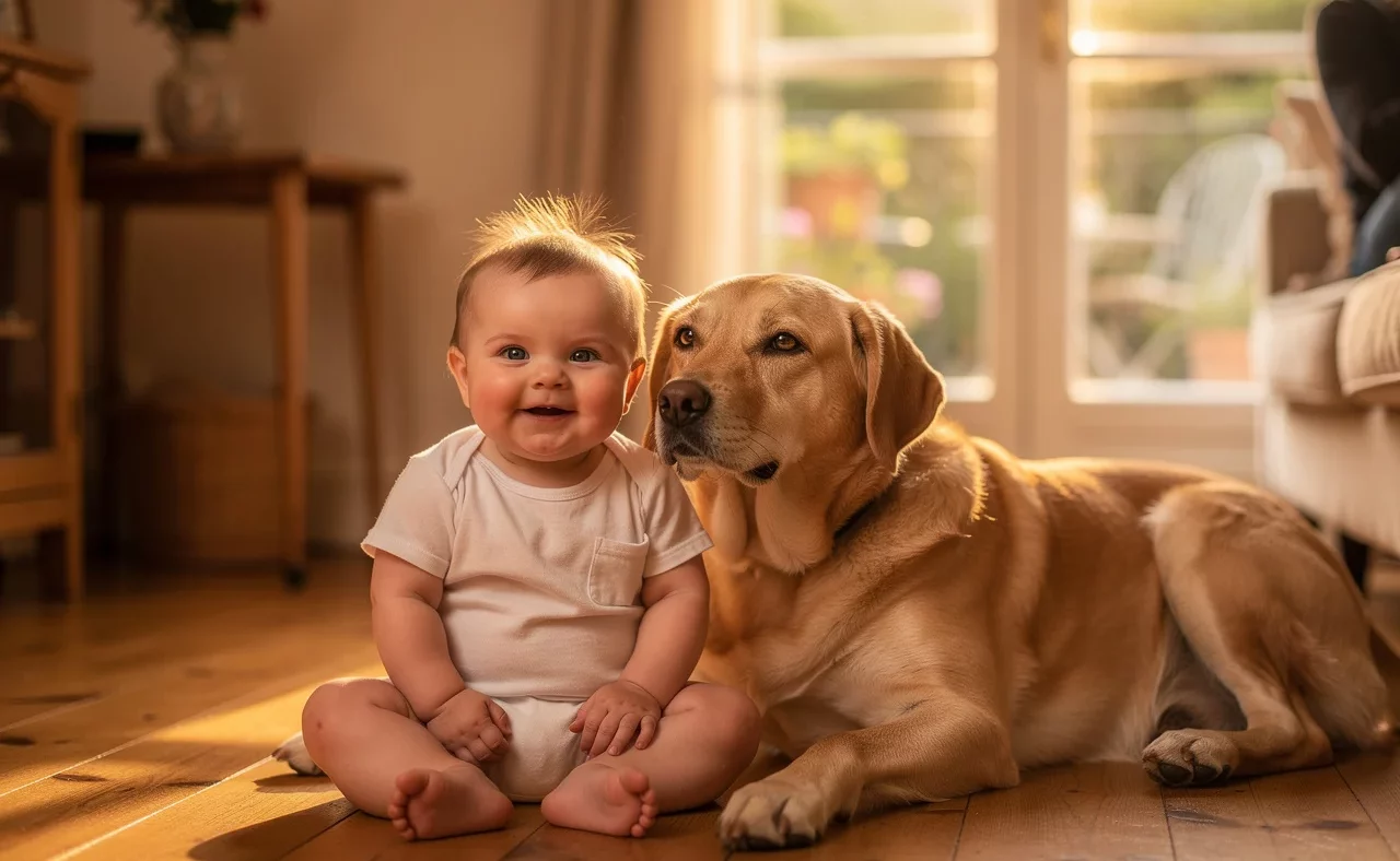 Le Cocker Spaniel avec des enfants — animal de compagnie photo lifestyle authentique